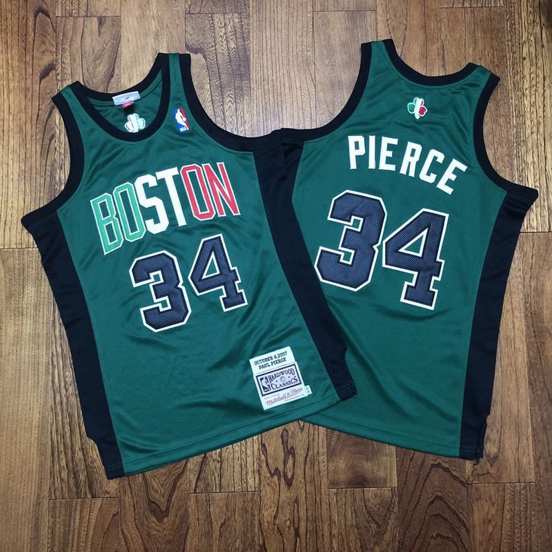 Men Boston Celtics 34 Pierce Green Rainbow font embroidered 2021 NBA Jersey